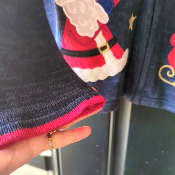 🌲Christmas Sweater Tiara International SZ Large Zipper Front EUC - Picture 4 of 15
